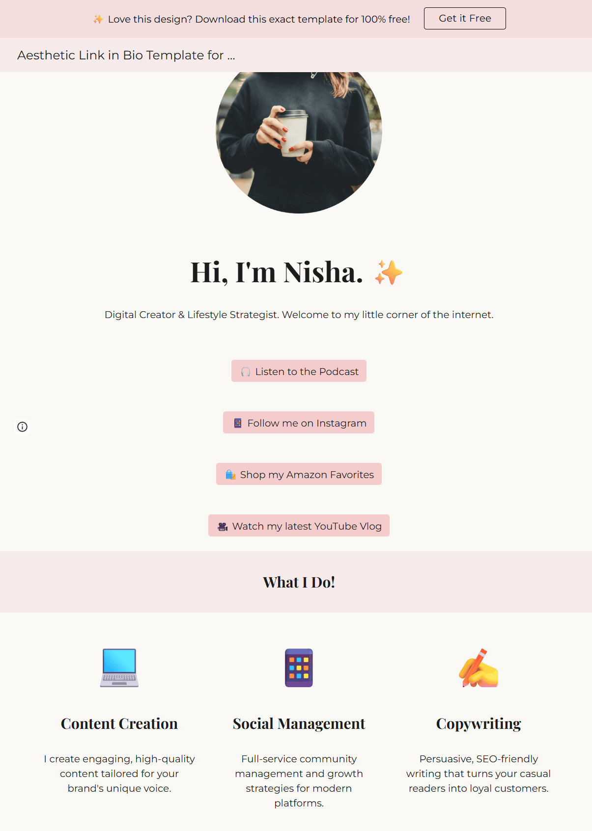 Aesthetic Link in Bio Template